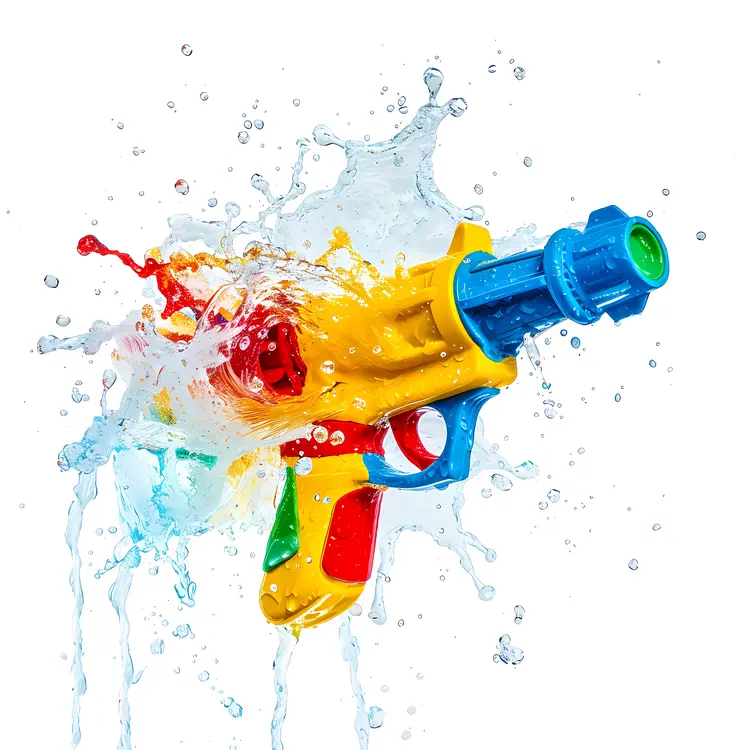 Colorful Water Gun Splashing Water