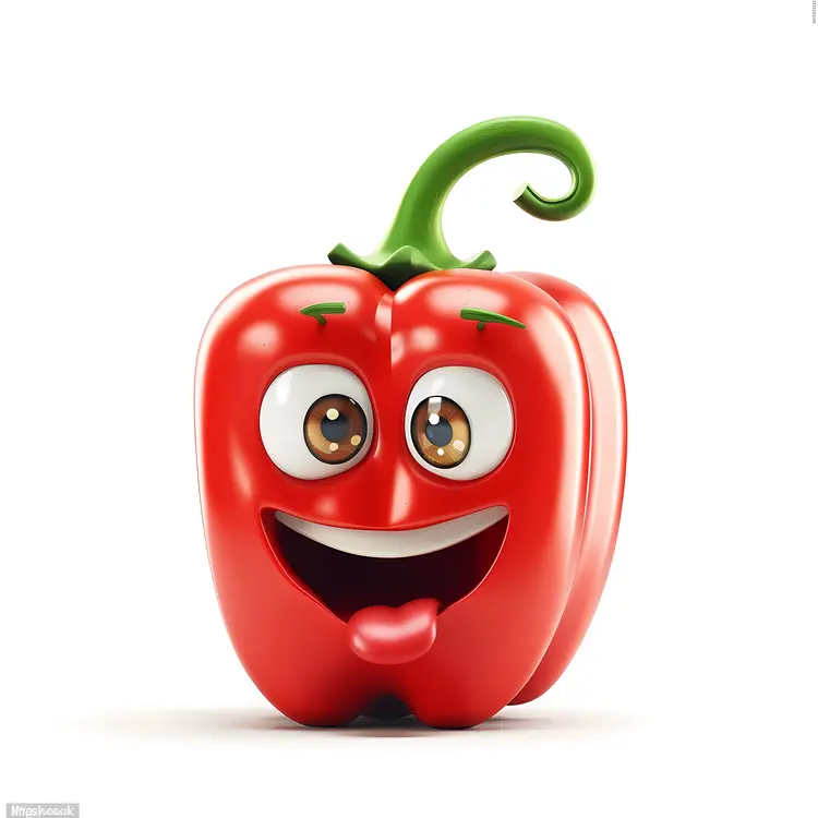 Happy Red Bell Pepper Cartoon