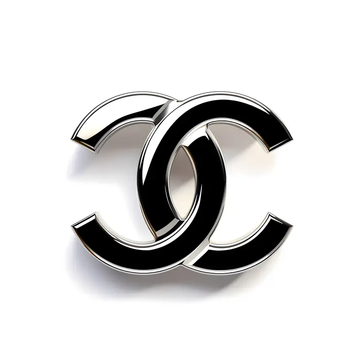 Black and Silver Interlocking Logo of a Famous Brand