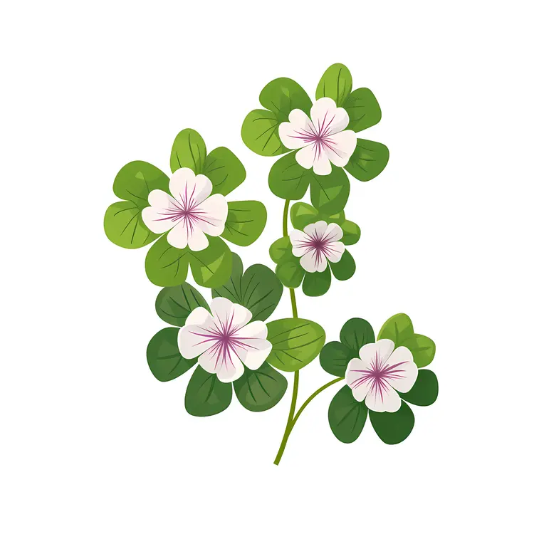 Green Clover with White Flowers
