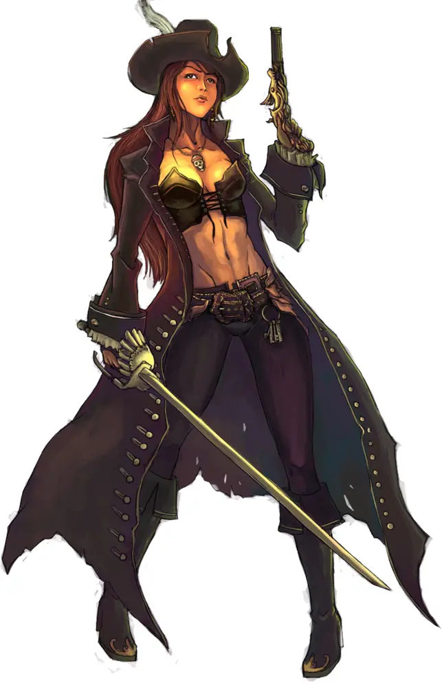 Female Pirate with Sword and Gun