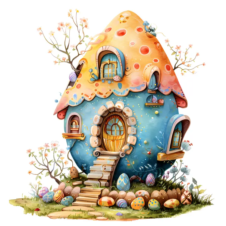 Colorful Egg-shaped House with Flowers
