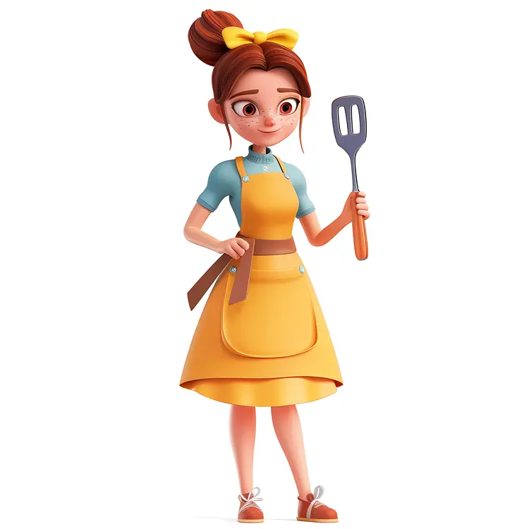 Woman Holding Spatula in Kitchen