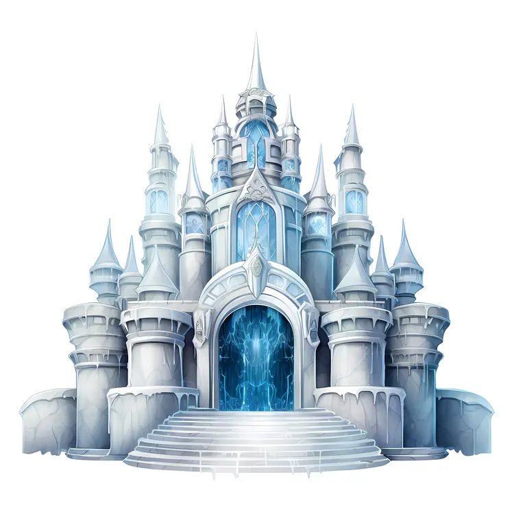 Grand Ice Castle with Blue Turrets