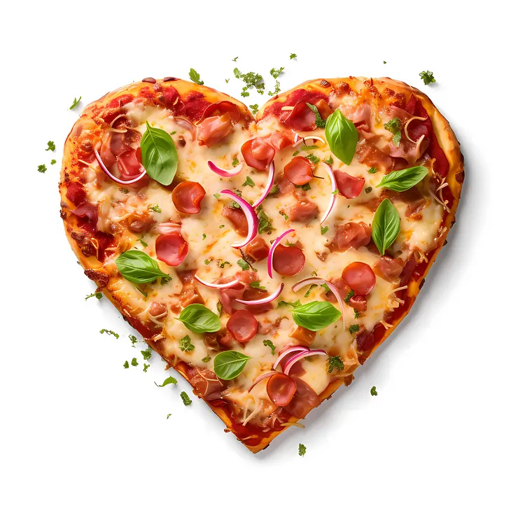 Heart-shaped Pizza with Toppings