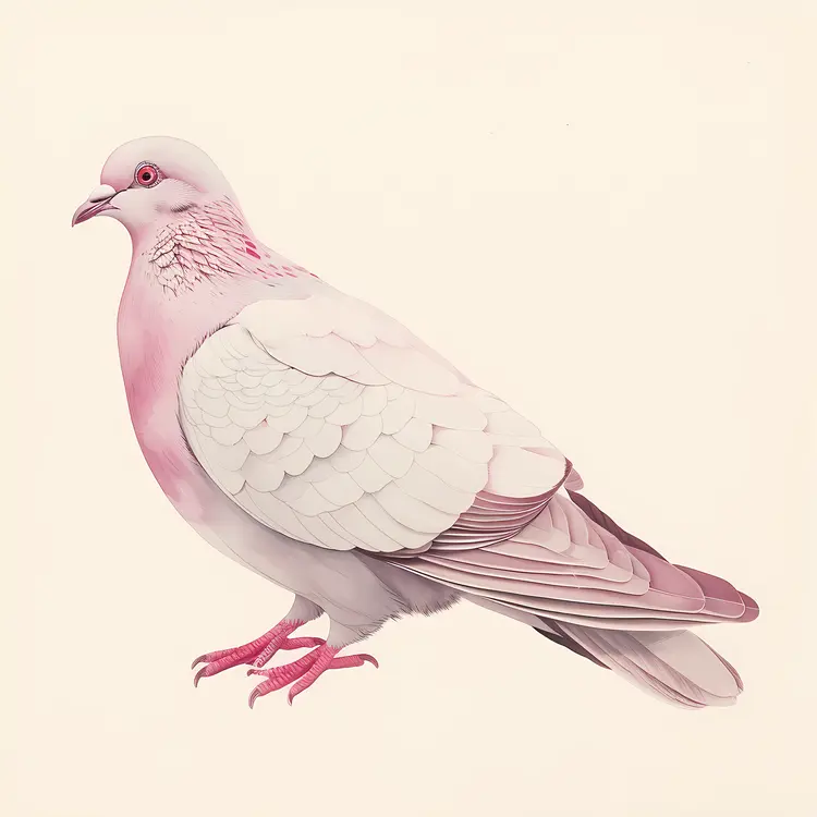 Beautiful Pink and White Pigeon Illustration