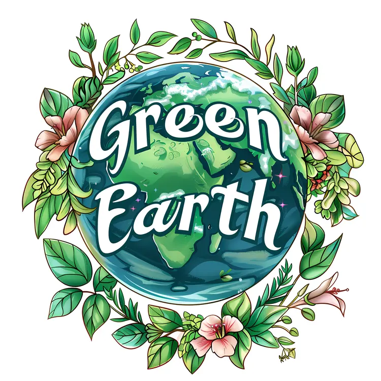 Green Earth with Floral Decoration