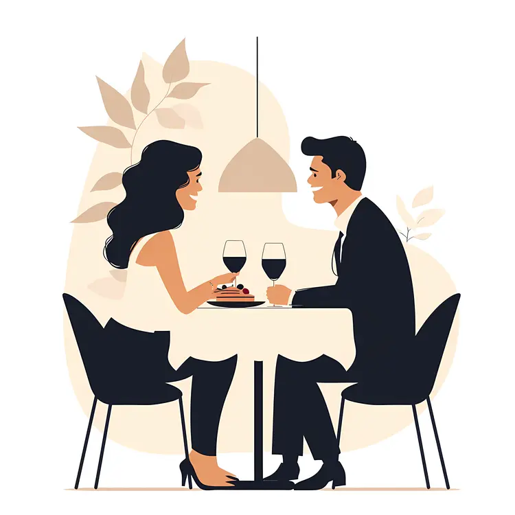 Romantic Couple Dining with Wine