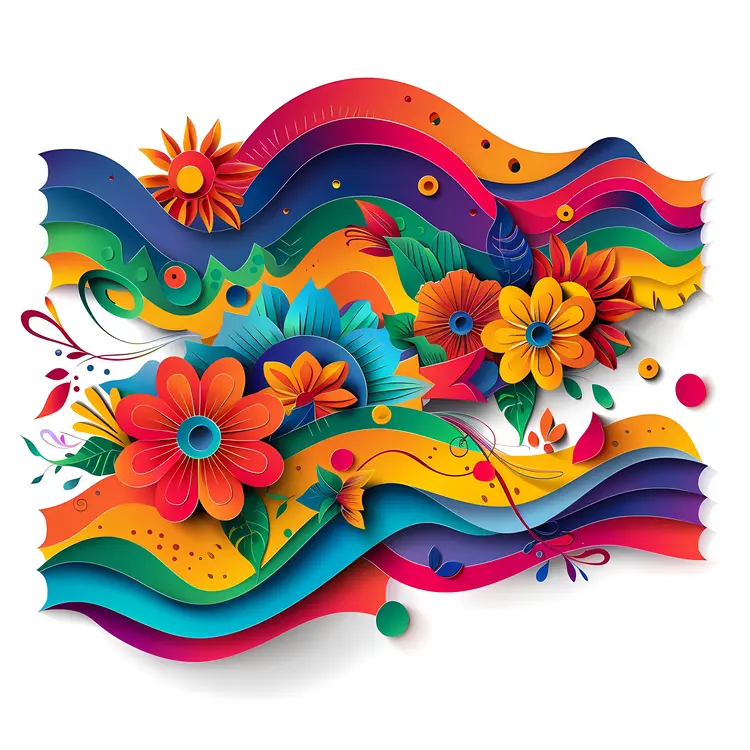 Colorful Paper Flowers in Artistic Arrangement