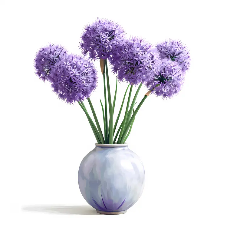 Purple Flowers in Blue Vase for Home Decoration