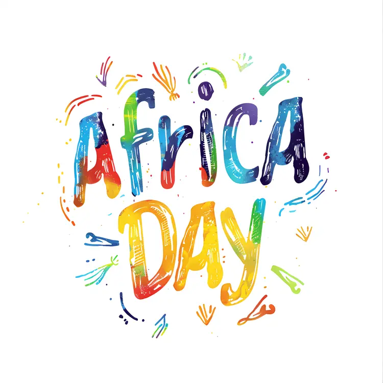 Colorful Africa Day Text with Decorations
