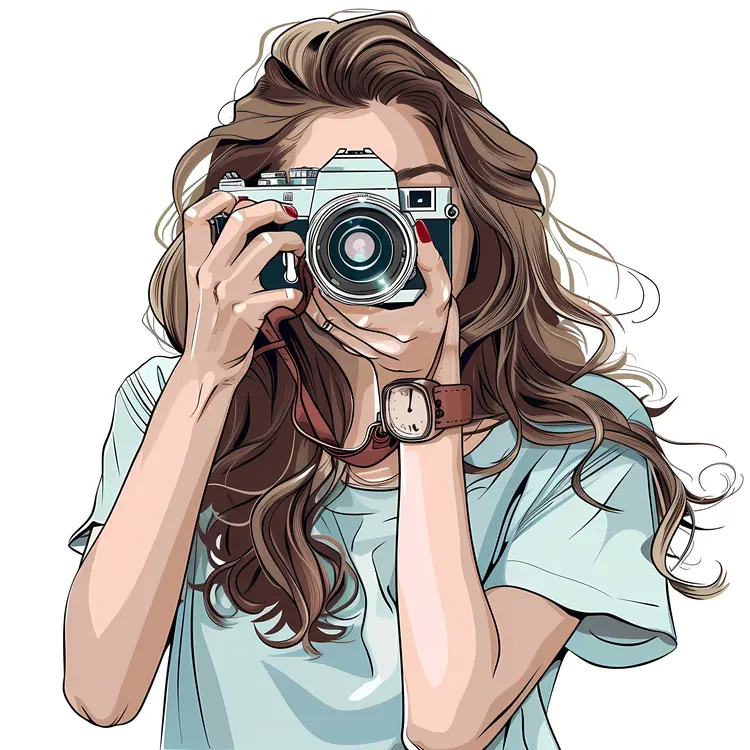 Girl with Camera Illustration
