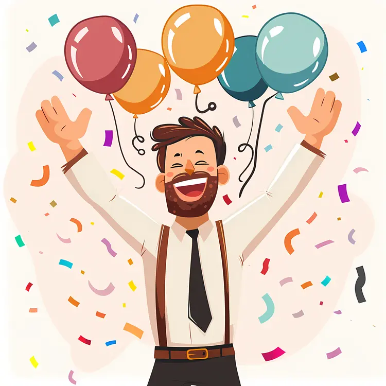 Man Celebrating with Balloons