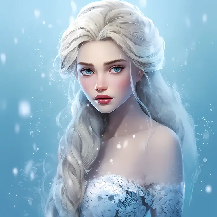 Snow Queen with Off-Shoulder Dress