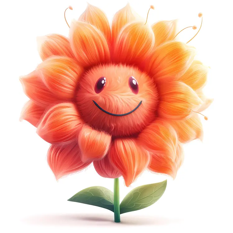 Smiling Orange Flower Cartoon
