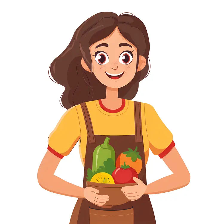 Woman Holding a Bowl of Vegetables