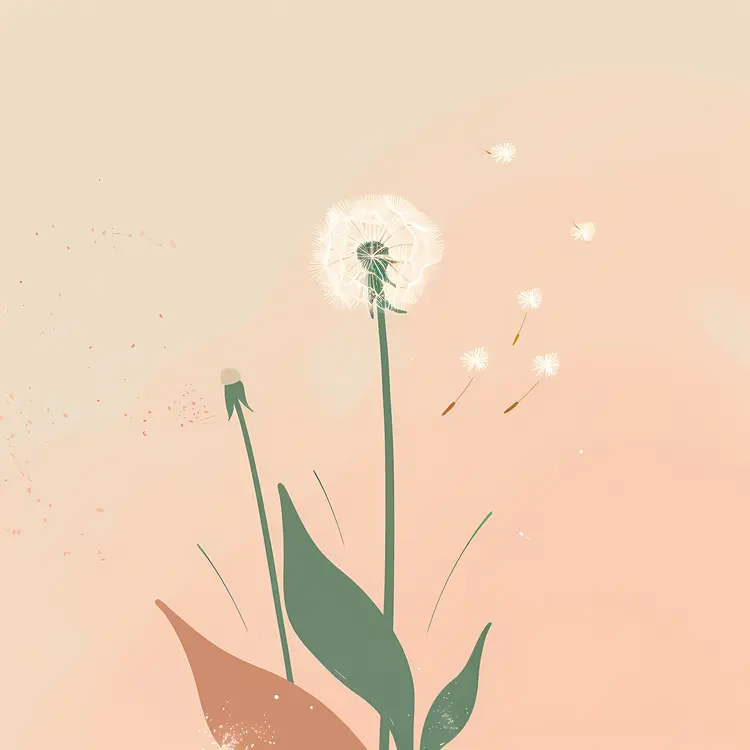 Dandelion Illustration with Soft Colors