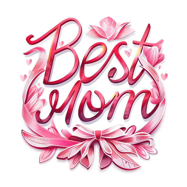 Pink Ribbon Best Mom Text