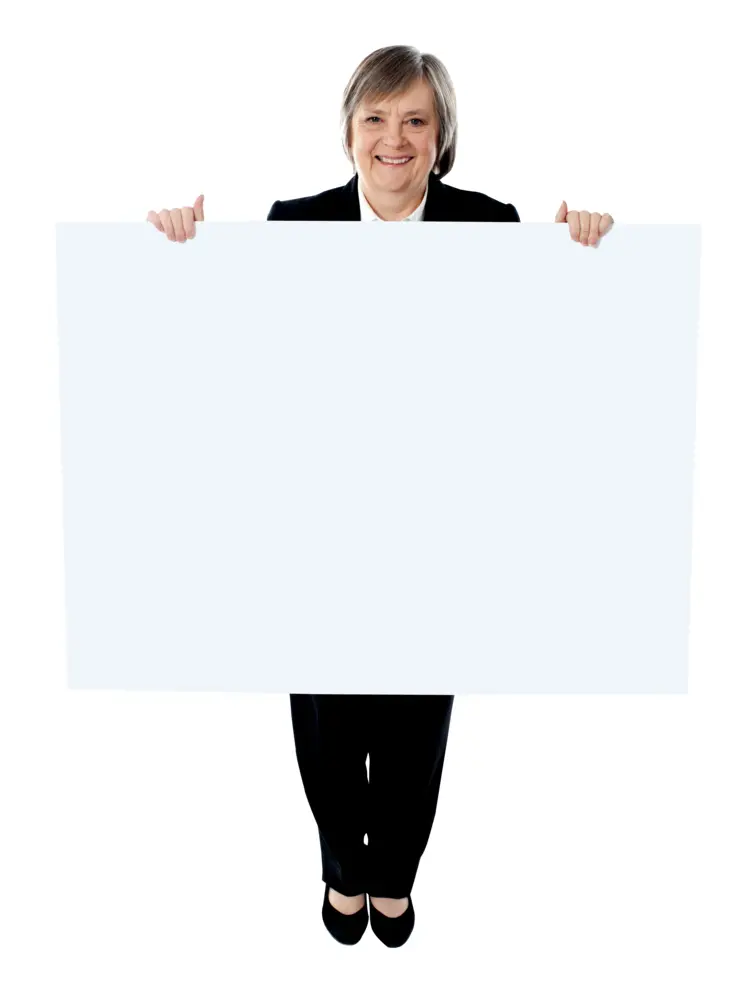Elderly Woman Holding Blank Sign
