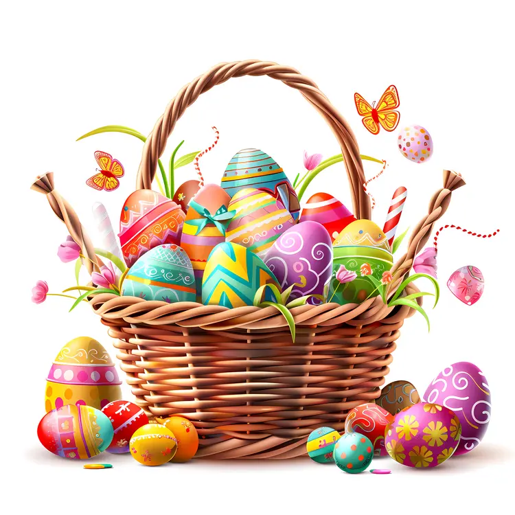 Vibrant Easter Eggs in a Basket