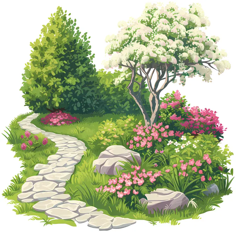 Scenic Garden Path with Flowers