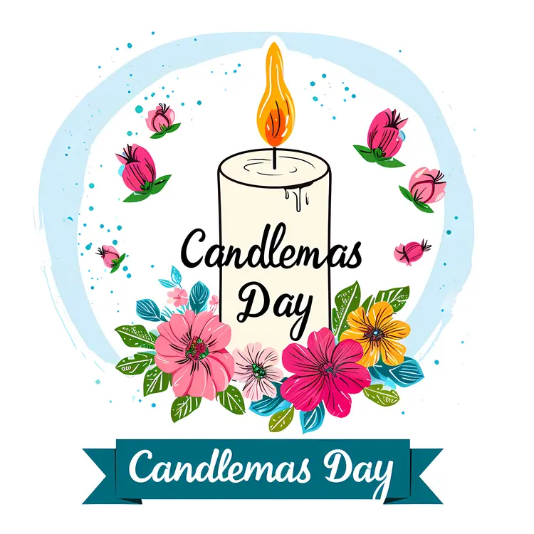 Candlemas Day Candle with Floral Decoration