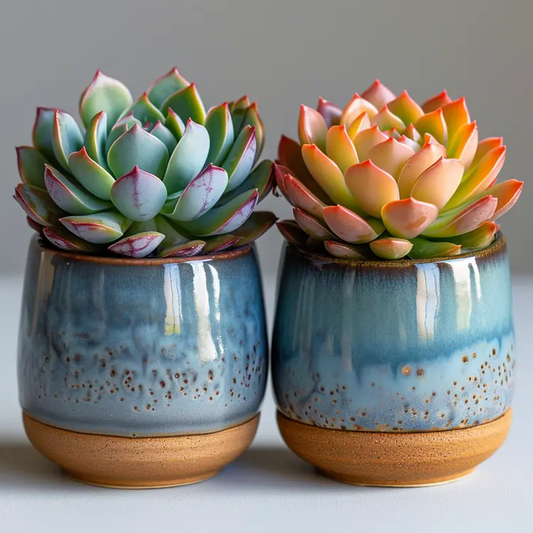 Beautiful Succulent Plants in Ceramic Pots