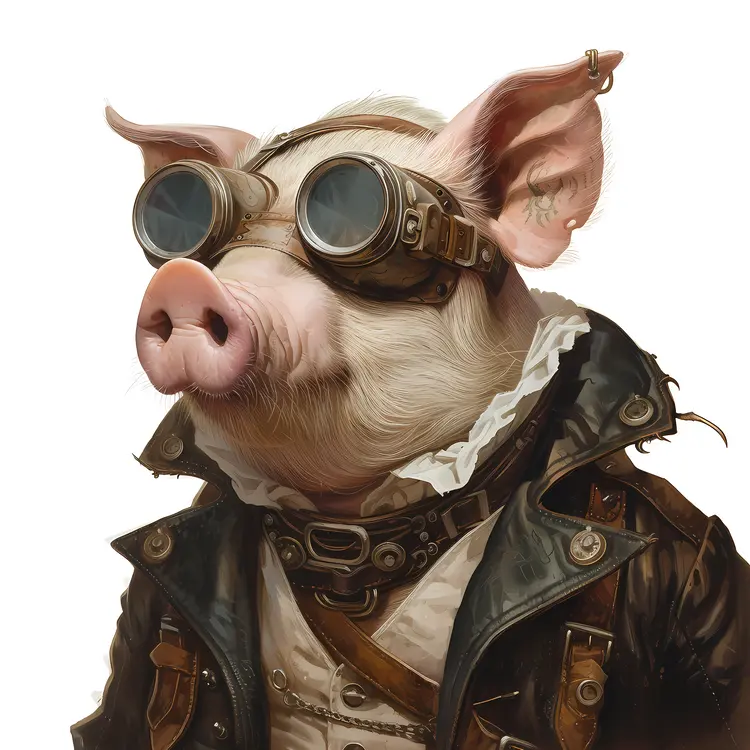 Steampunk Pig with Leather Jacket