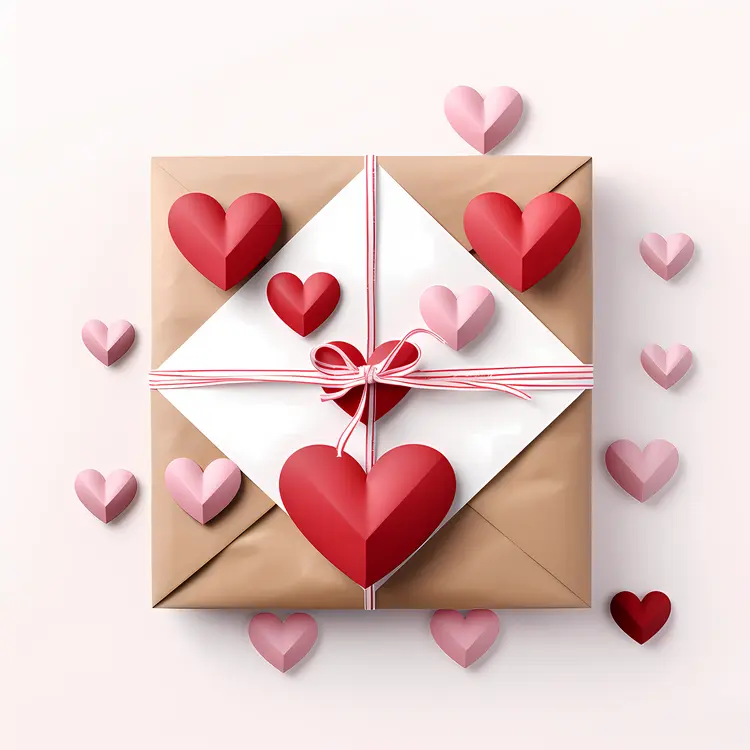 Gift with Pink Hearts and Ribbon