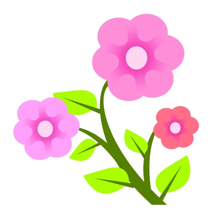 Illustration of Pink Flowers with Green Leaves