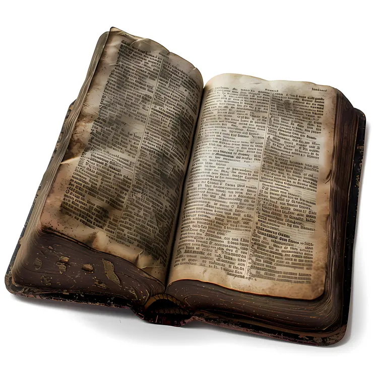 Worn Old Book with Text