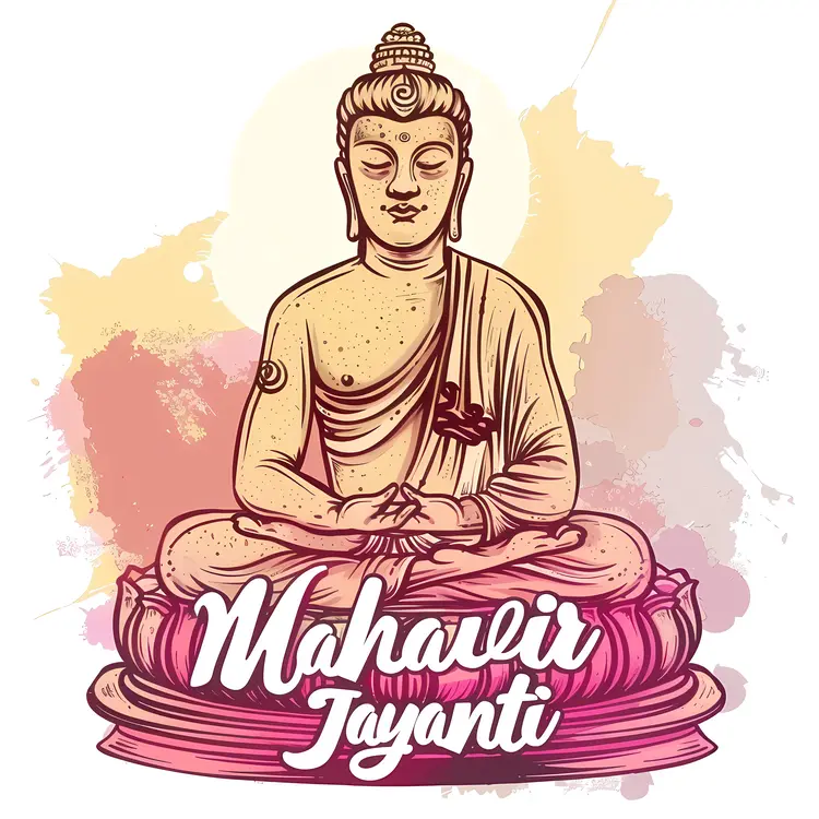 Brown Buddha Statue with Lotus for Mahavir Jayanti