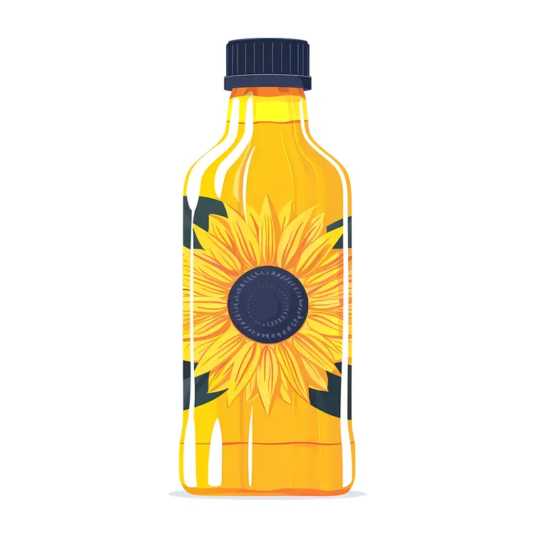 Sunflower Oil Bottle with Sunflower Illustration