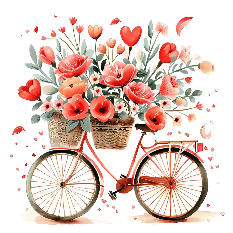 Bicycle with Blooming Flowers