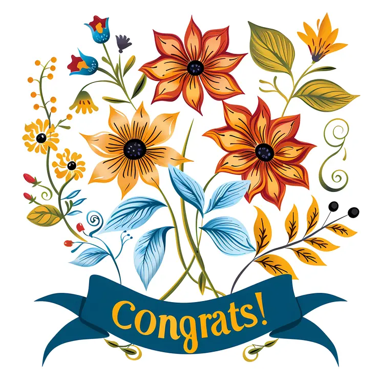 Orange Flowers with Congrats Message