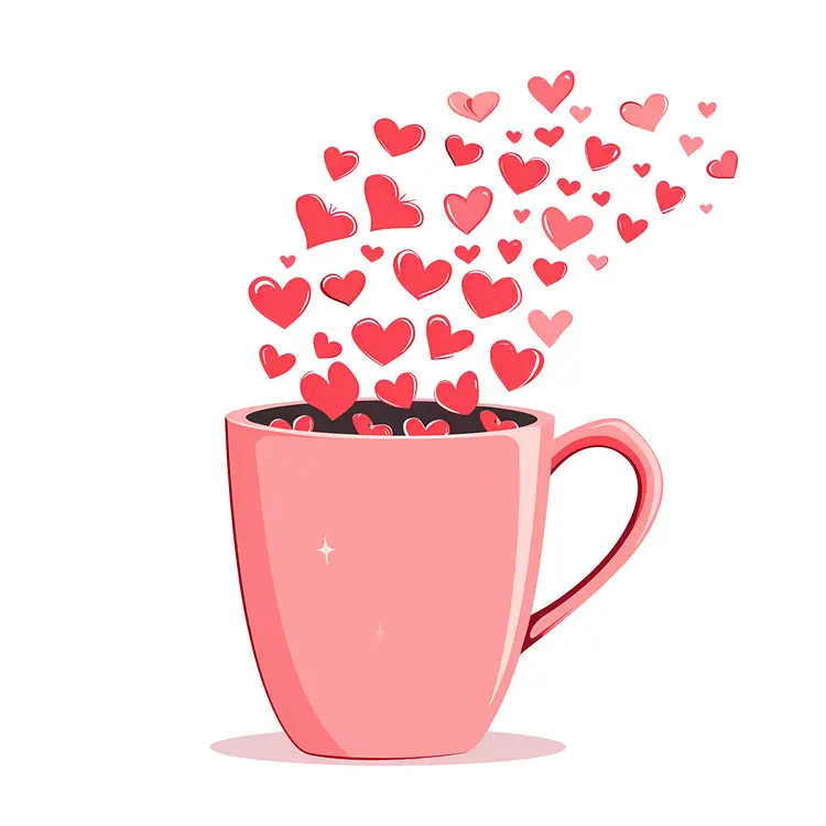 Pink Cup with Hearts for Valentine's Day
