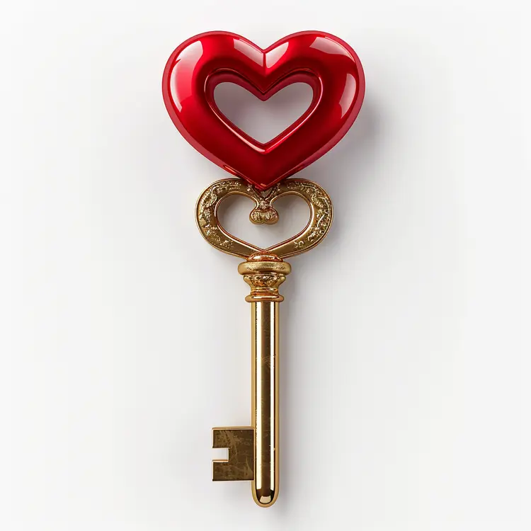 Elegant Heart-shaped Key with Red Heart