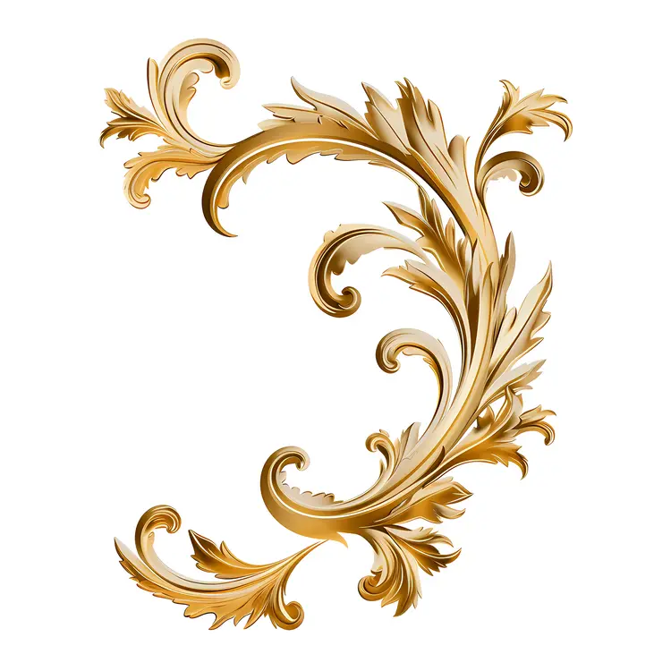 Curved Golden Floral Ornament
