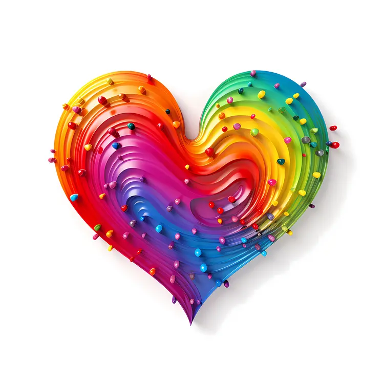 Rainbow Heart with Swirls