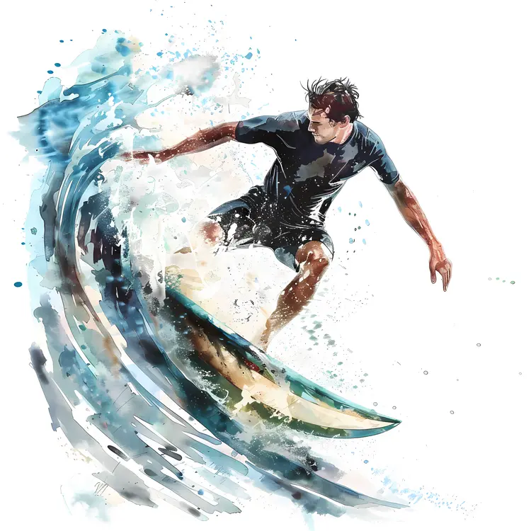 Surfer Riding a Wave