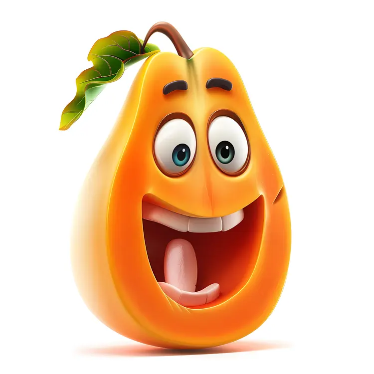 Smiling Papaya Cartoon Character