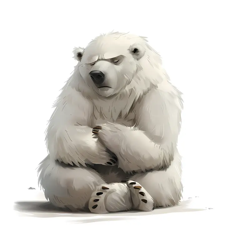 Sad Polar Bear Sitting with Arms Crossed