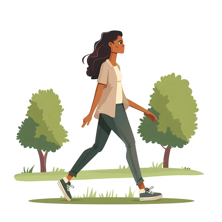Girl in Beige Shirt Walking in Nature