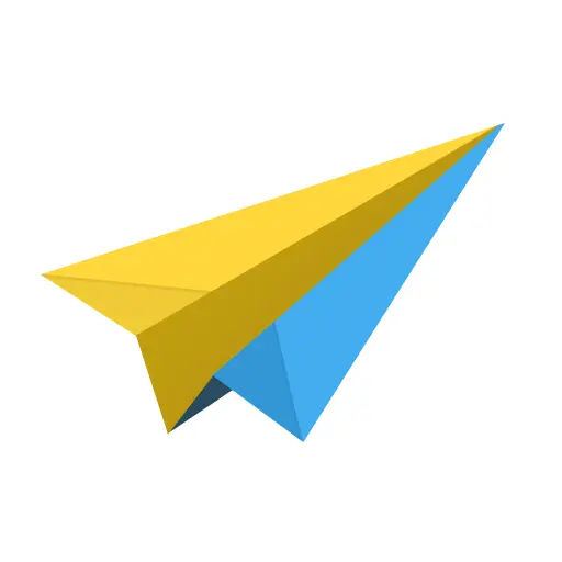Yellow and Blue Paper Airplane