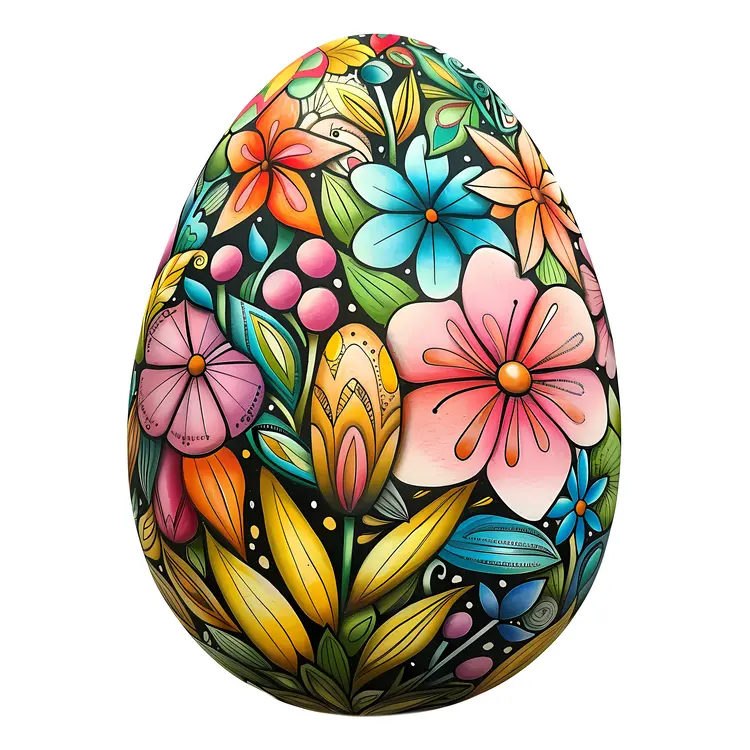 Vibrant Floral Decorated Egg