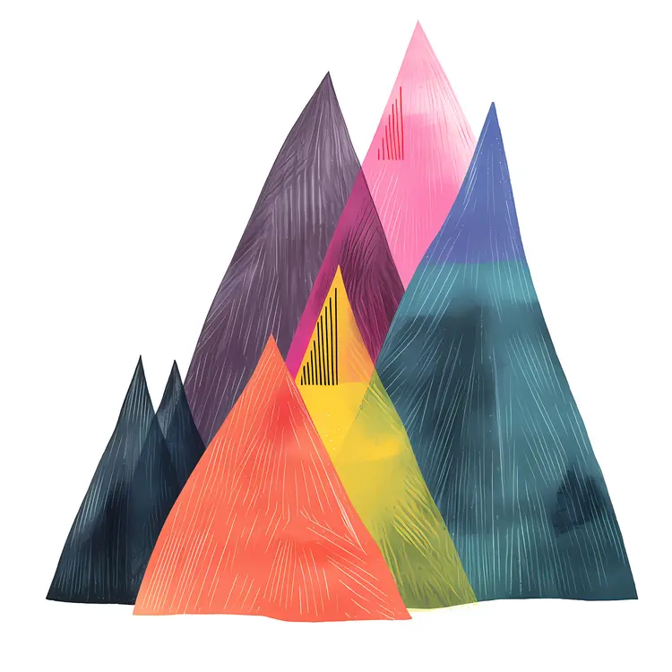 Colorful Abstract Mountain Peaks Illustration