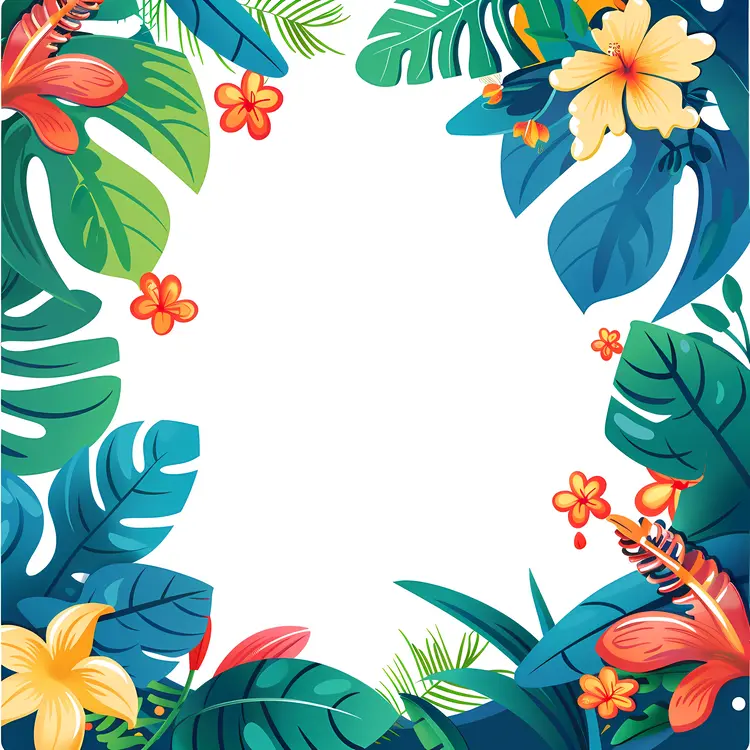 Colorful Tropical Leaves and Flowers
