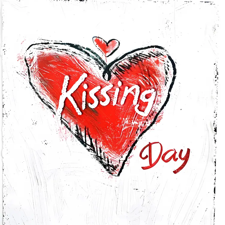 Kissing Day Heart Illustration