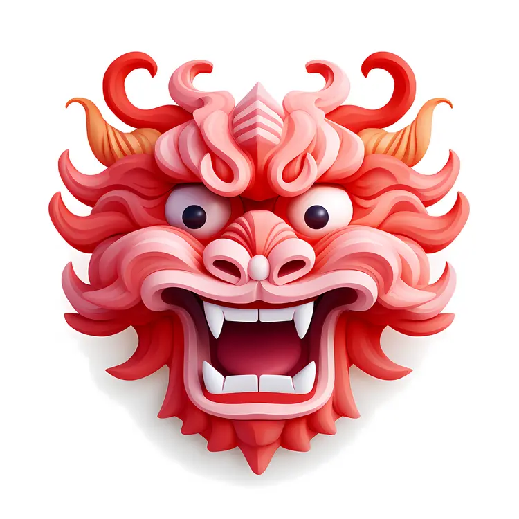 Pink Dragon Head with Curly Mane