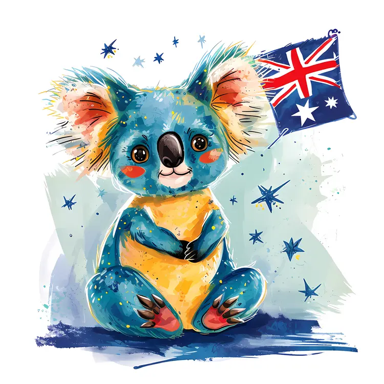 Cute Koala with Australian Flag